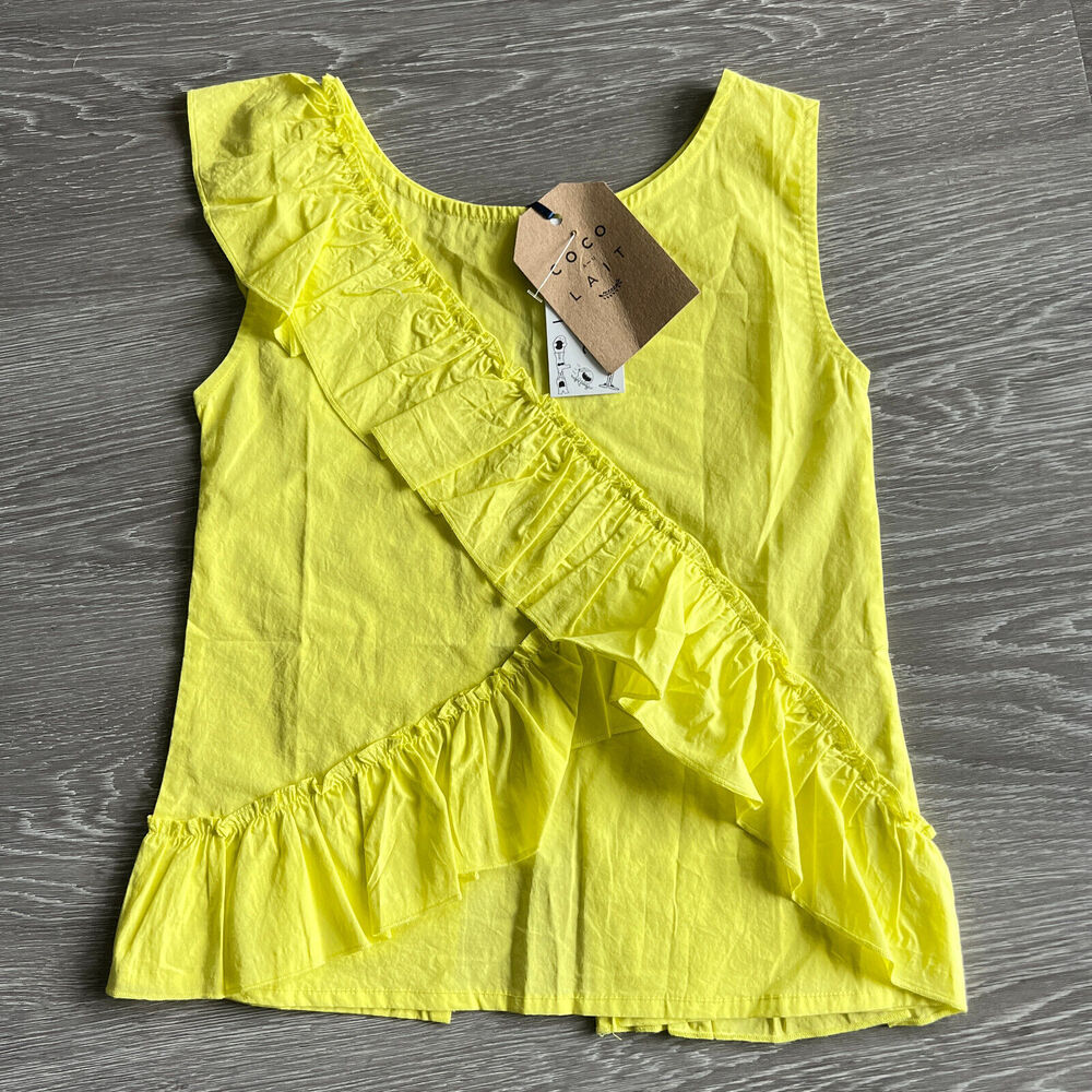 Coco Au Lait Top Girls 12 Years Ruffle Sleeveless Open Back Yellow